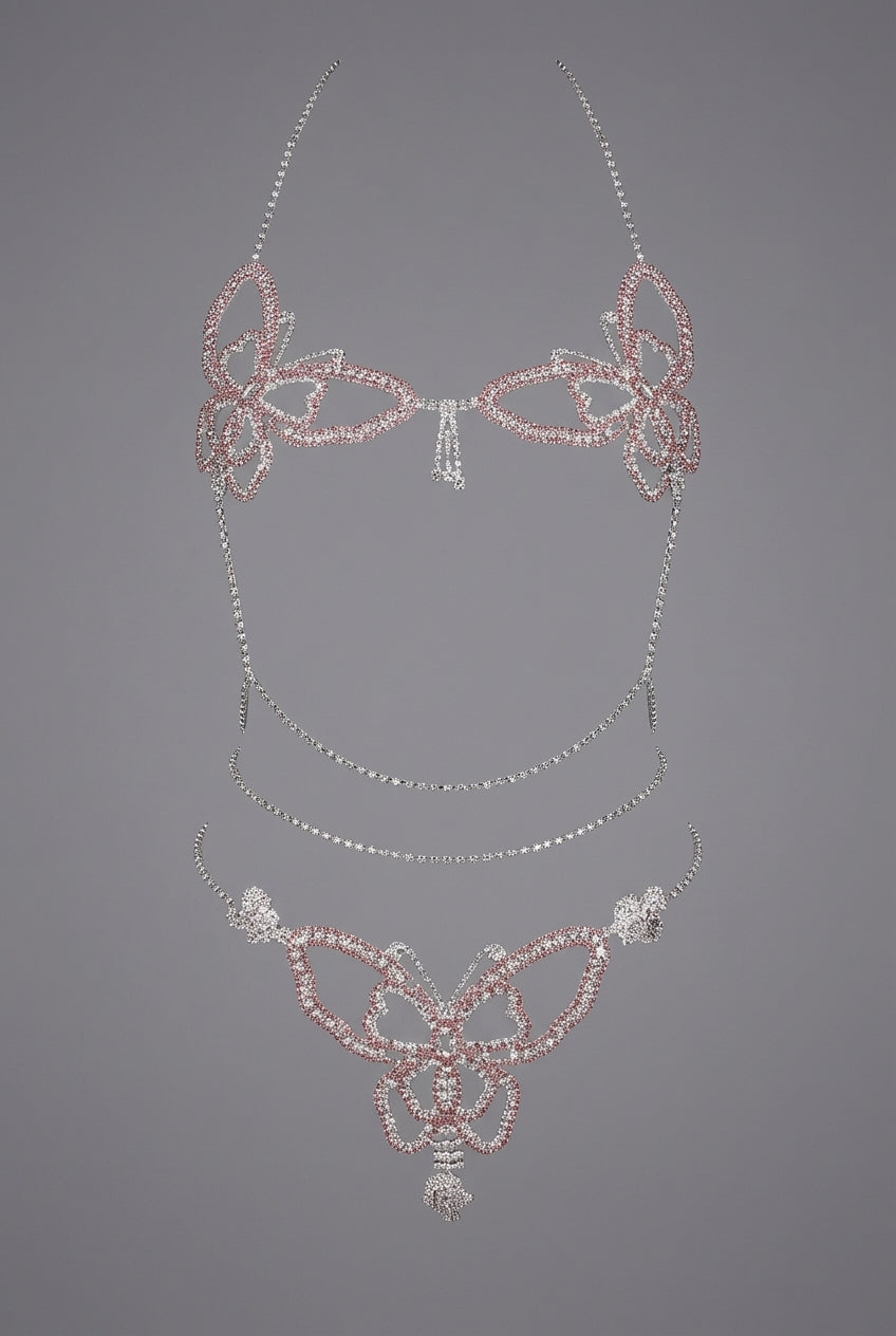 Butterfly Rhinestone Lingerie Set