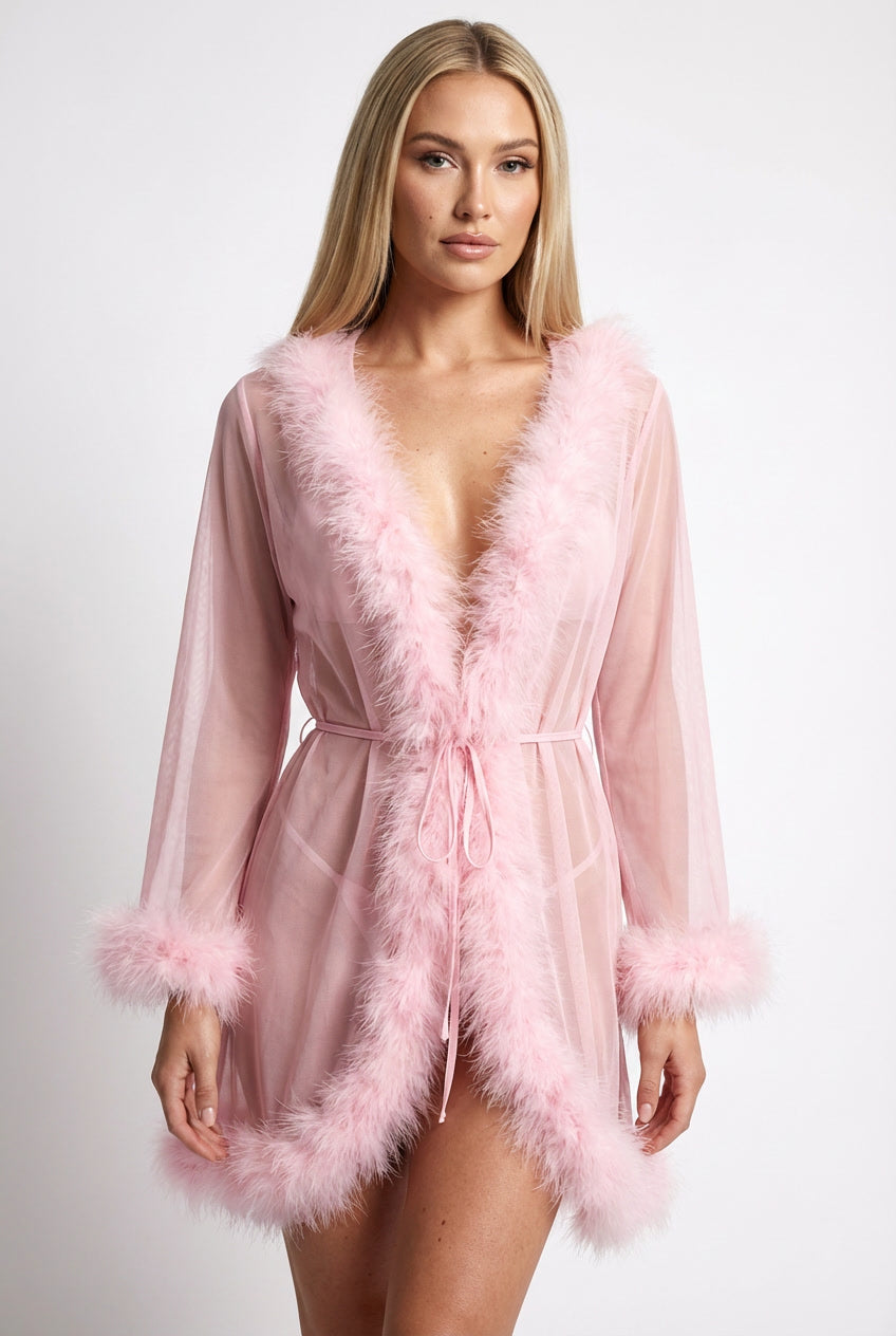 Euphoria Sheer Faux Fur Robe Loungewear