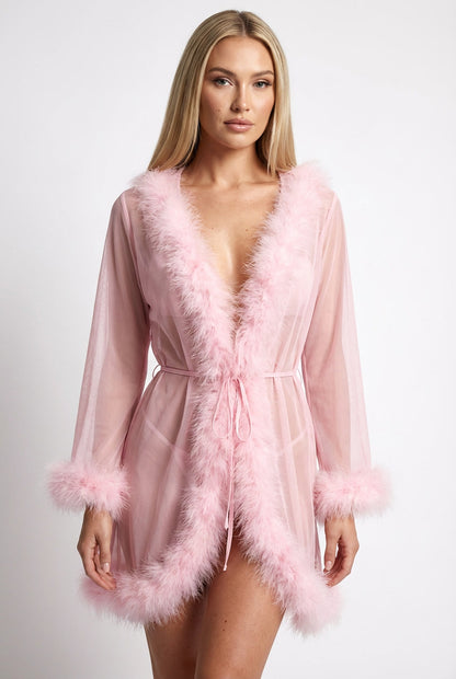 Euphoria Sheer Faux Fur Robe Loungewear