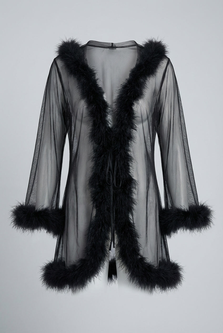 Euphoria Sheer Faux Fur Robe Loungewear