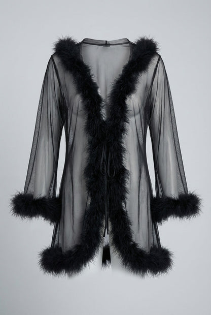 Euphoria Sheer Faux Fur Robe Loungewear