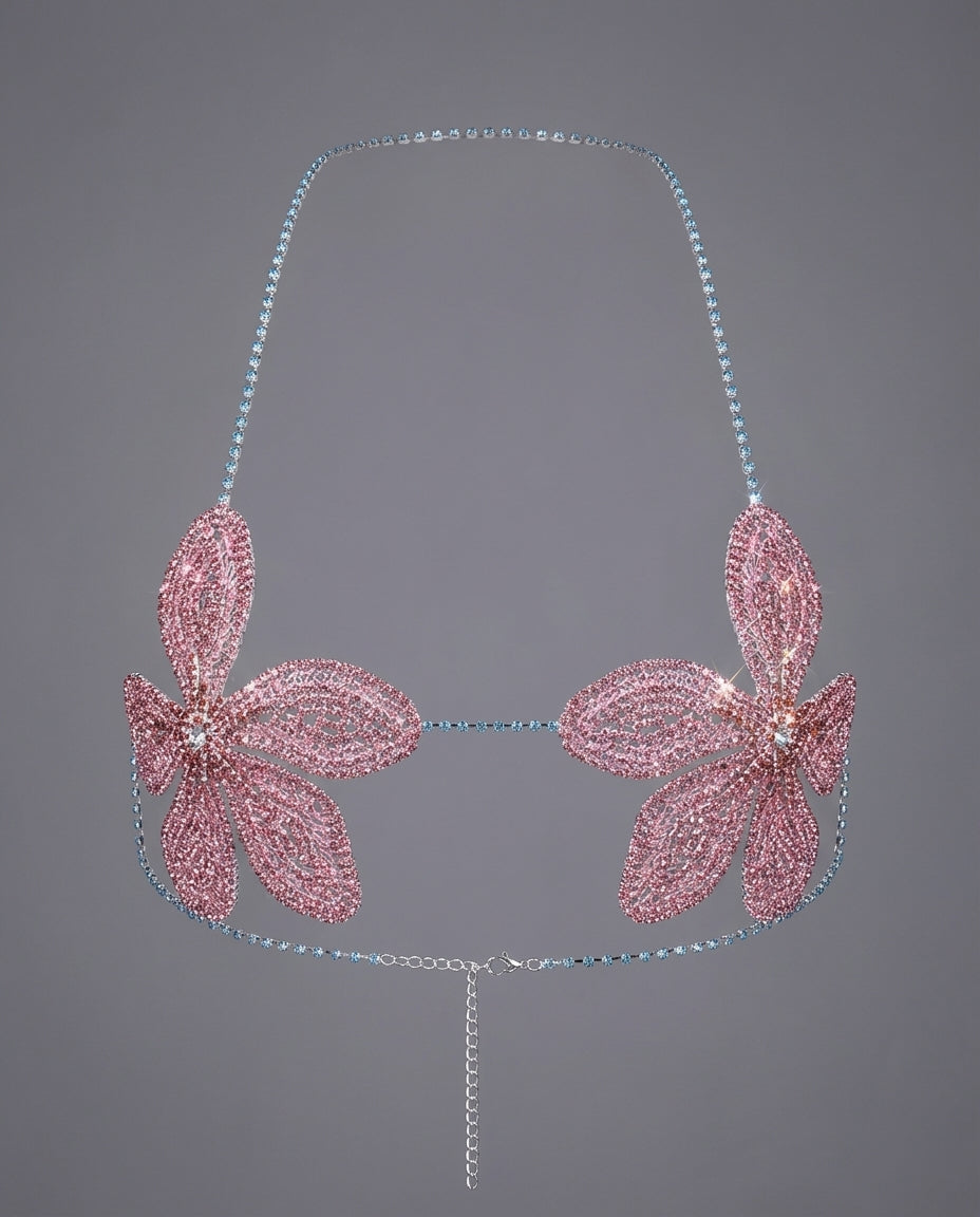 Cosmos Flower Rhinestone Bra